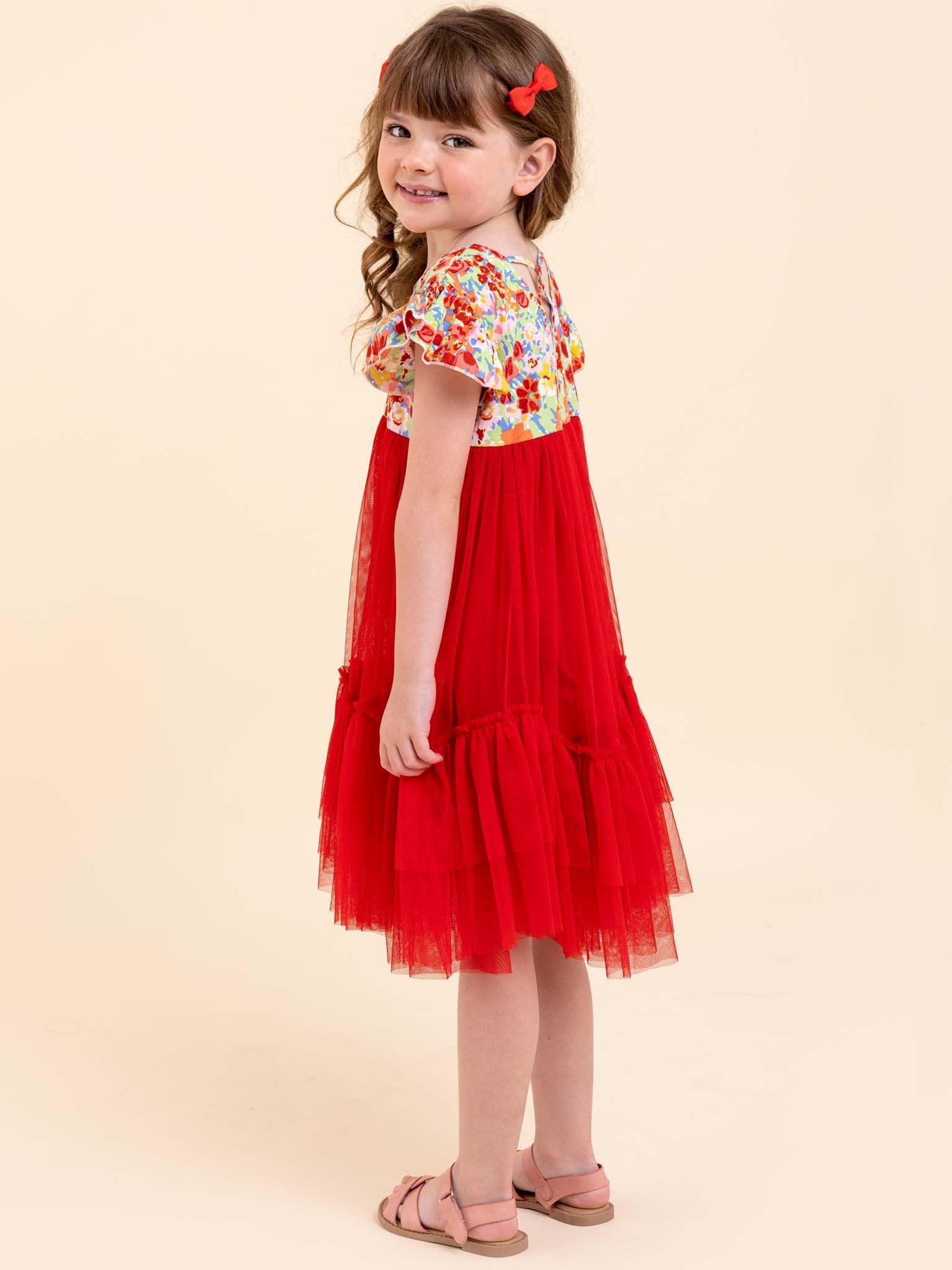 Vivienne Red Wildflower Dress - Oobi