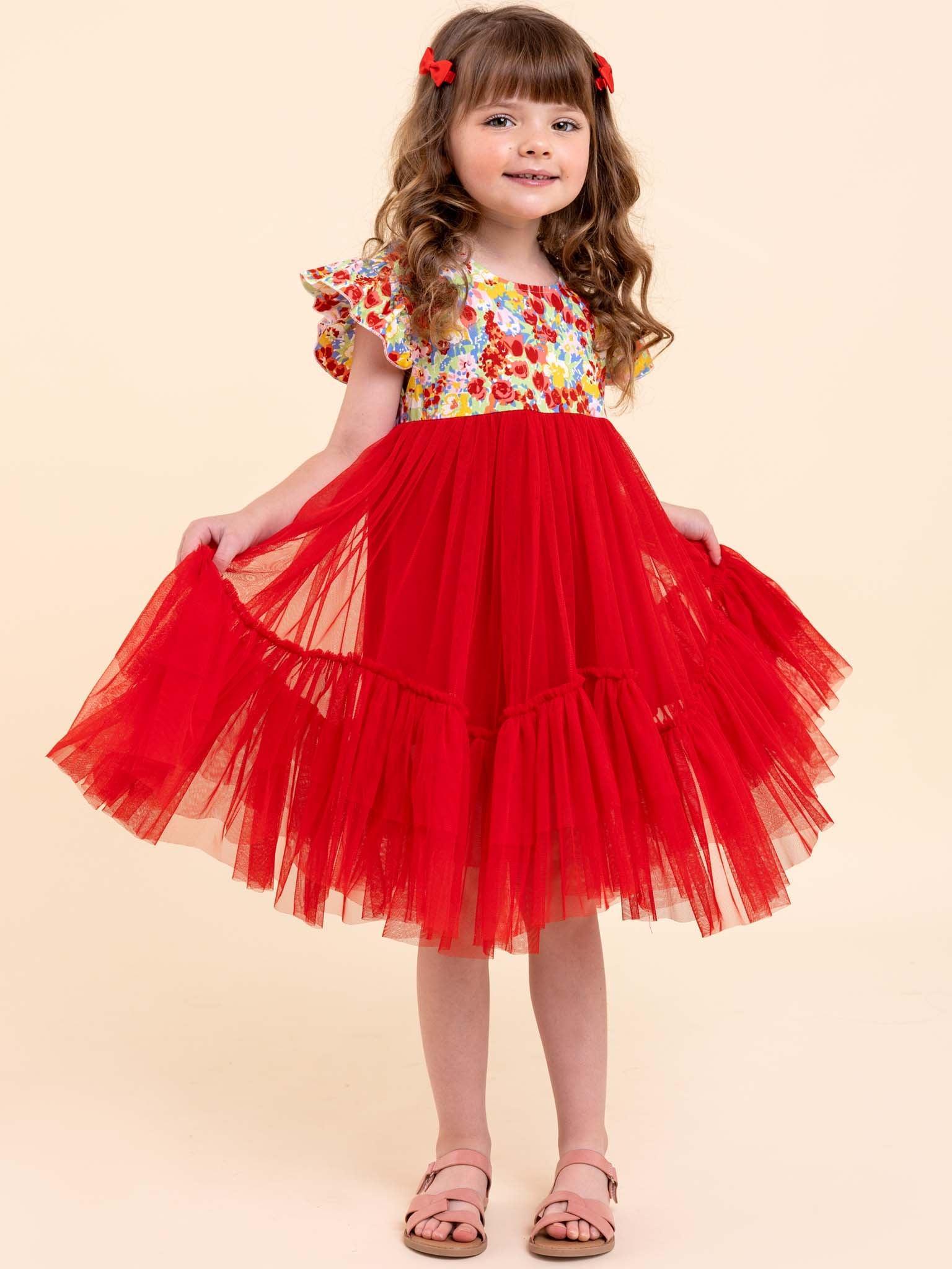 Vivienne Red Wildflower Dress - Oobi
