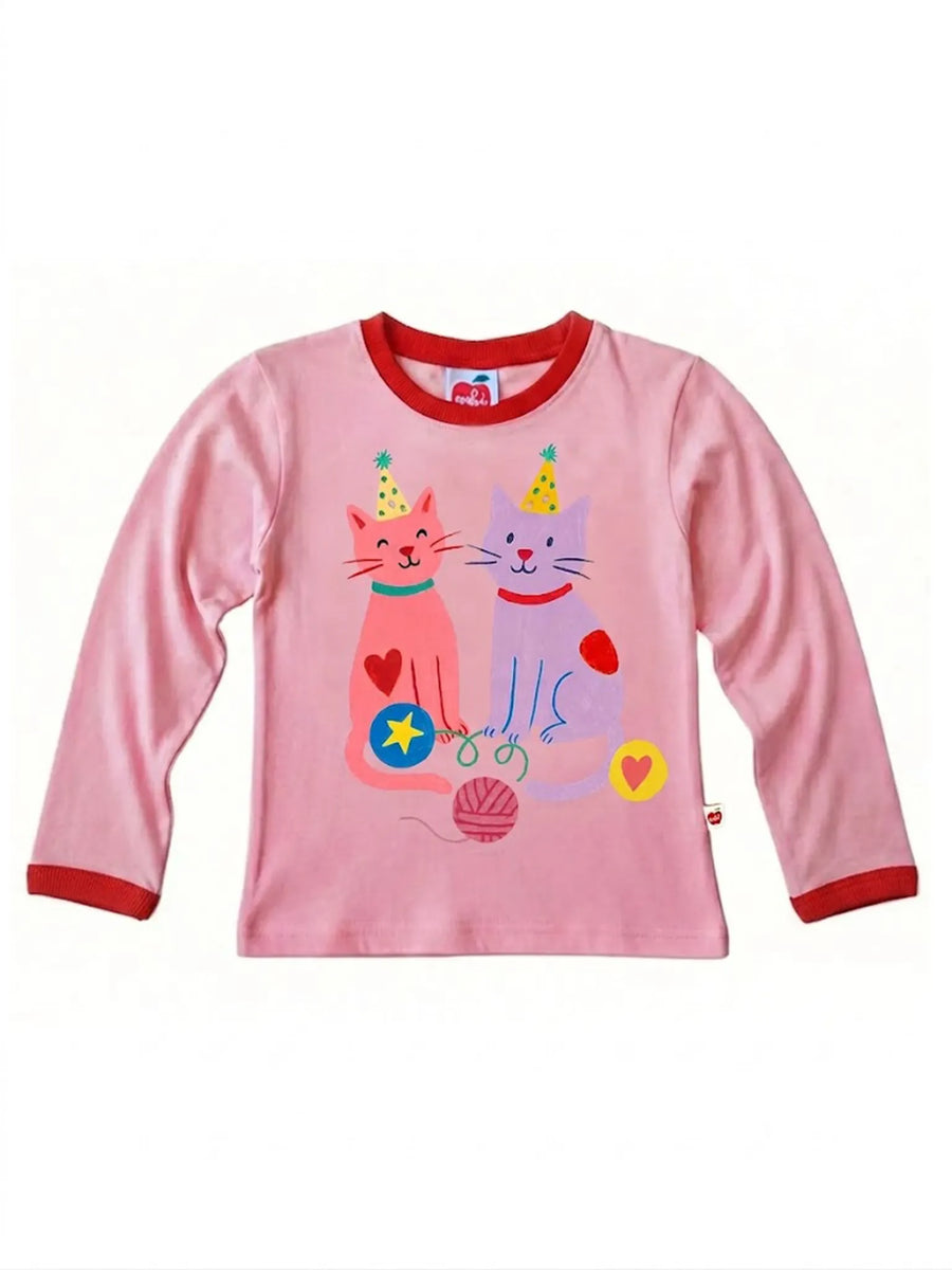 Party Cats Long Sleeve Pink Tee
