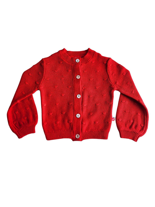 Red Textured Dots Cardigan