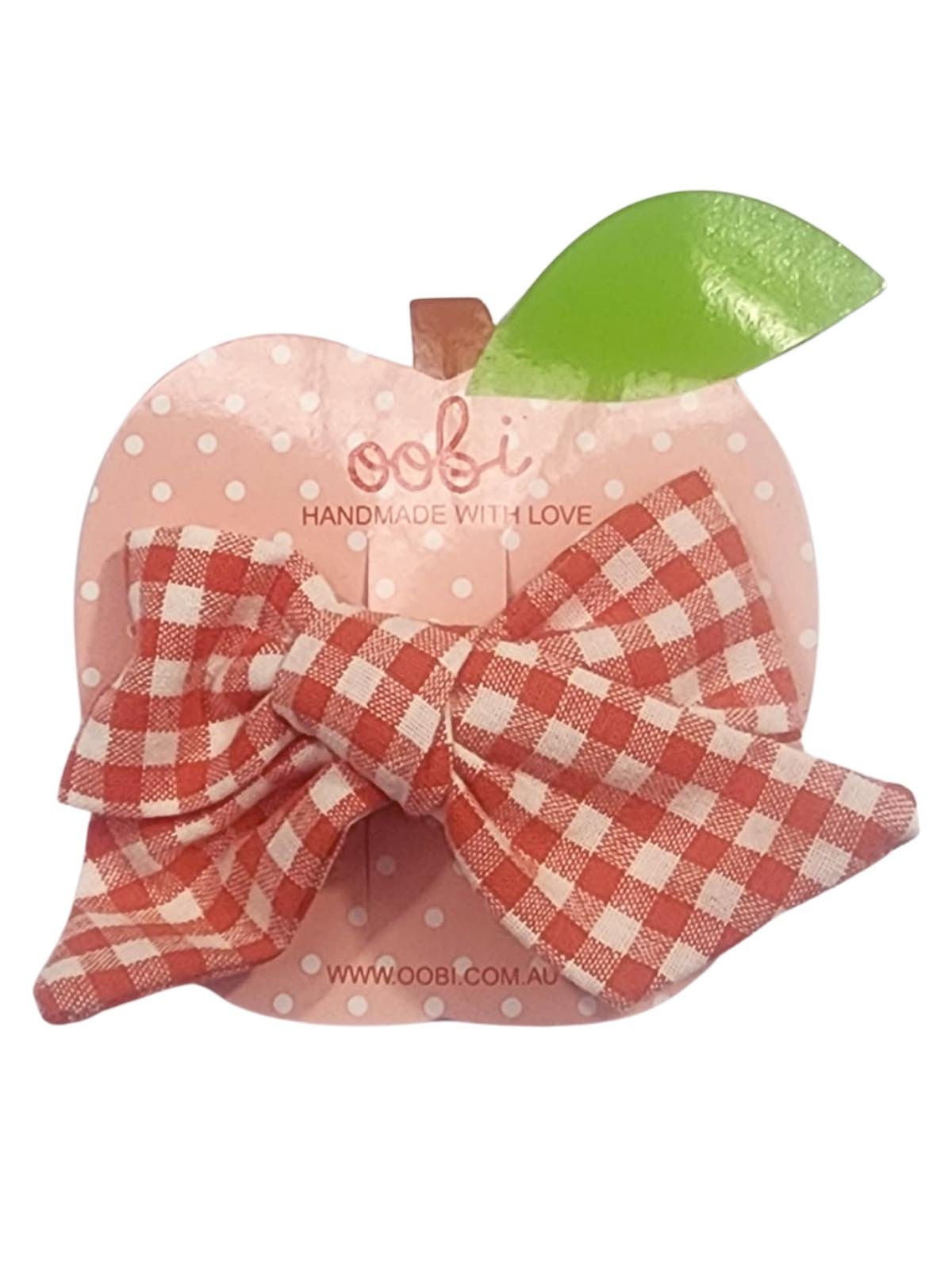 Red Gingham Handmade Bow - Oobi