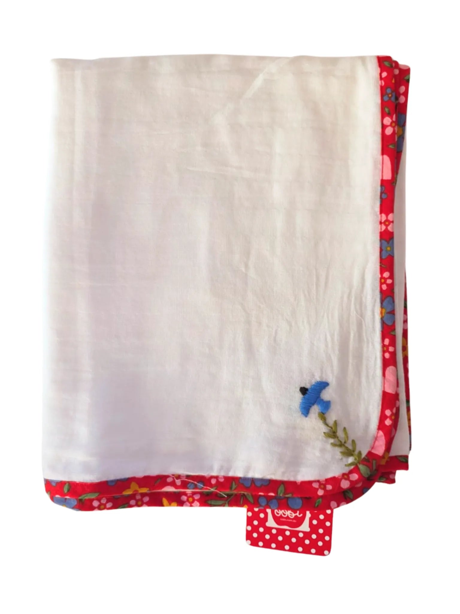 Wild Hearts with Bird Embroidery Muslin Wrap