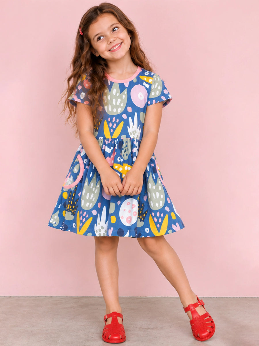 Navy Jungle Amelie Skater Dress