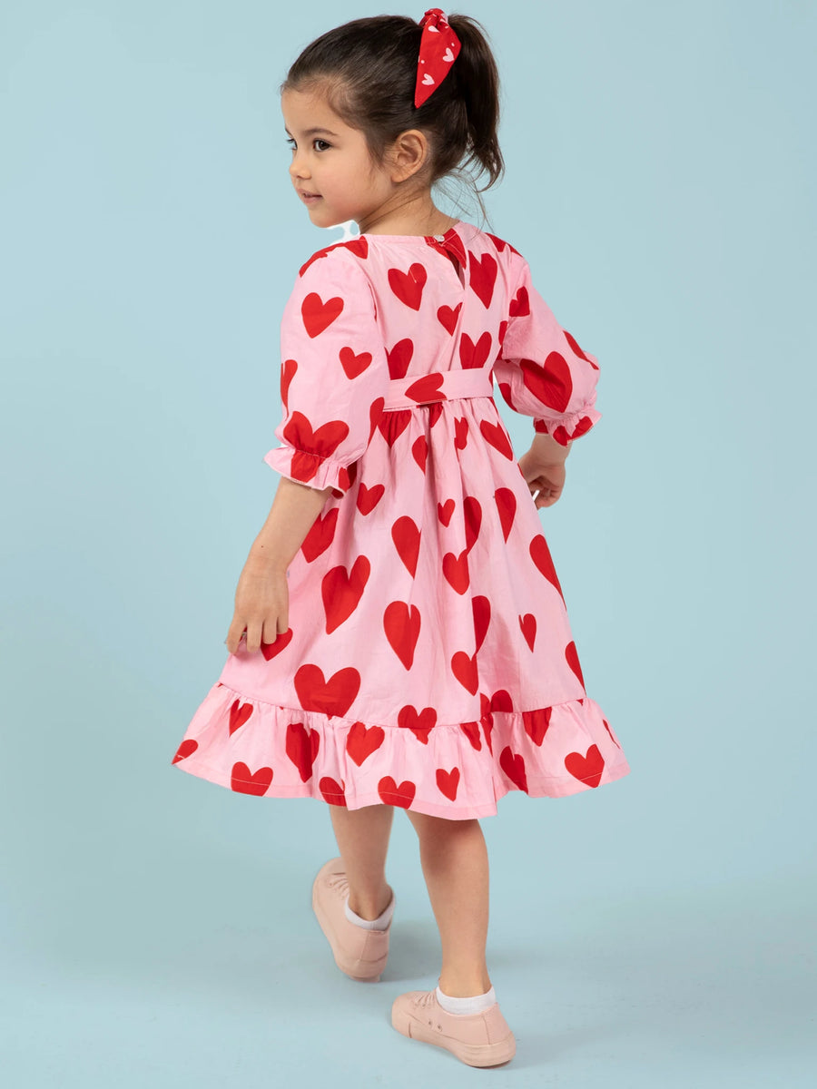 Big Heart Girl's Midi Dress