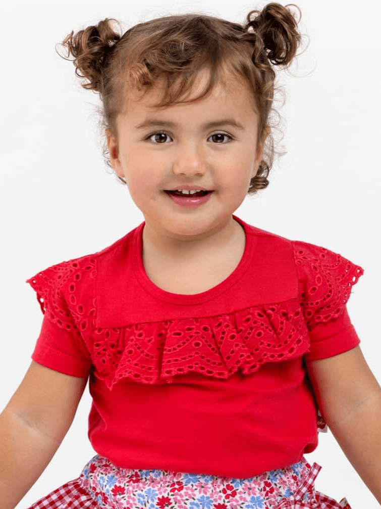 Lace Front Red Tee - Oobi