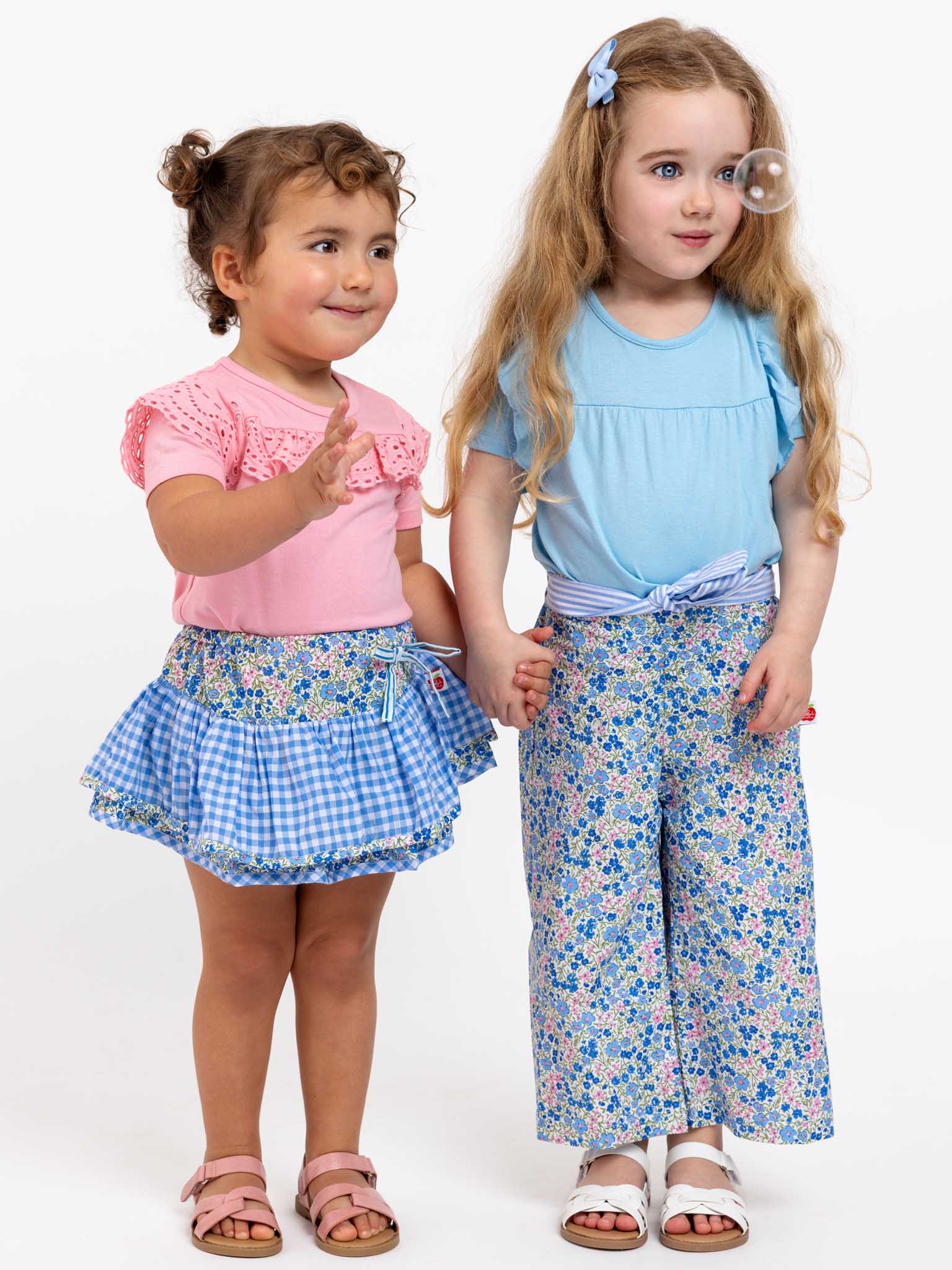 Gathered Aqua Blue Tee - Oobi