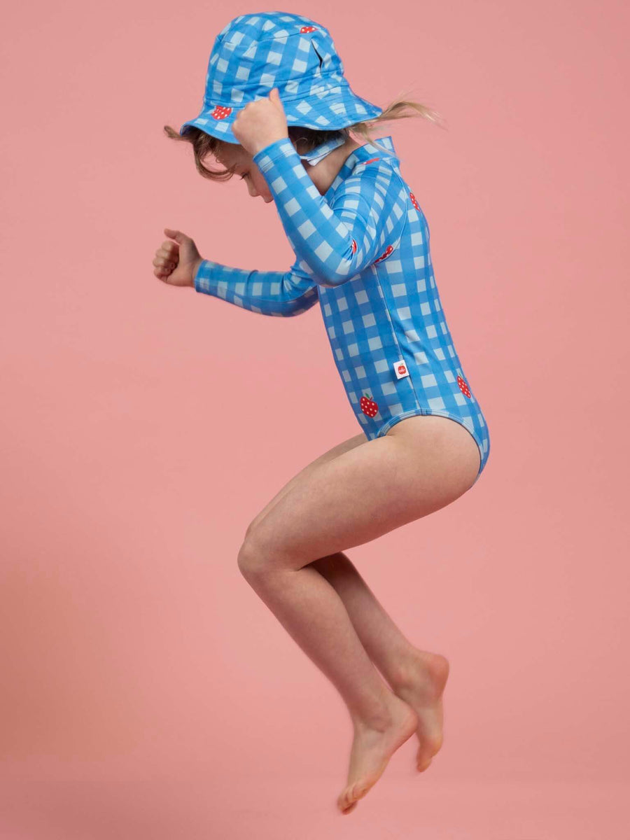 SPF 50 Gingham Long Sleeve Swimsuit