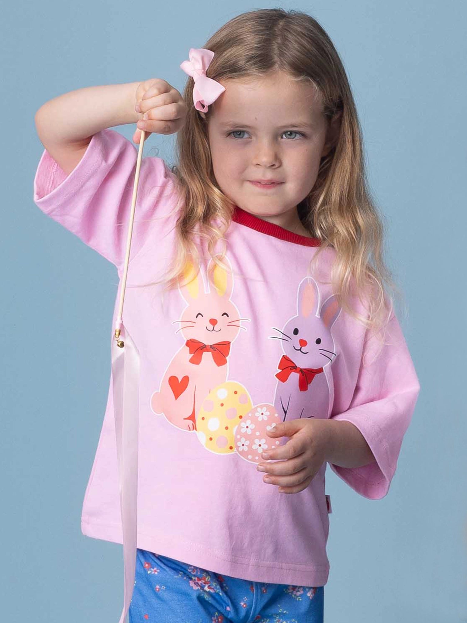Bunnies Tee with Red Binding - Personalise it!