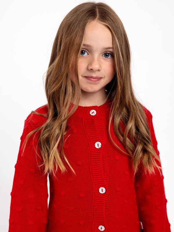 Red Textured Dots Cardigan