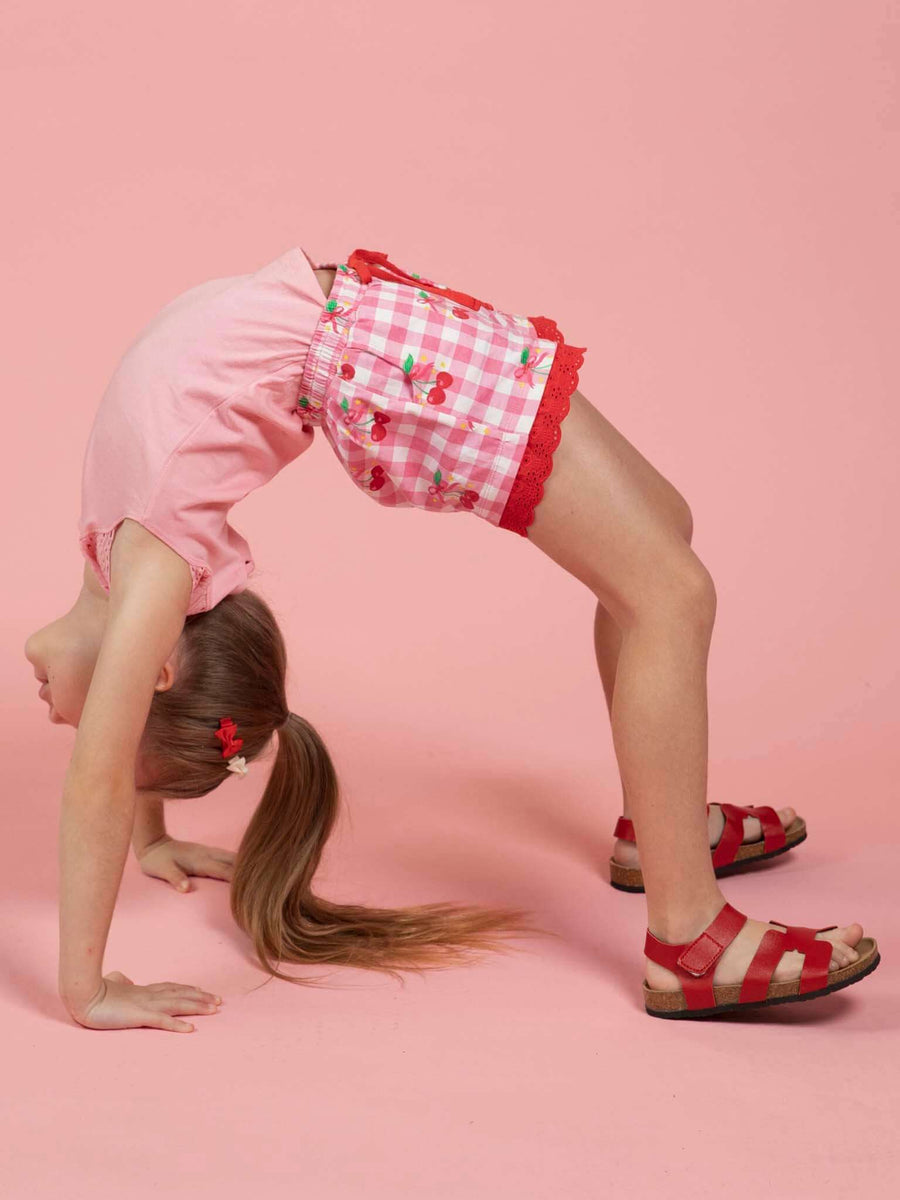 Cherry Gingham Jersey Shorts