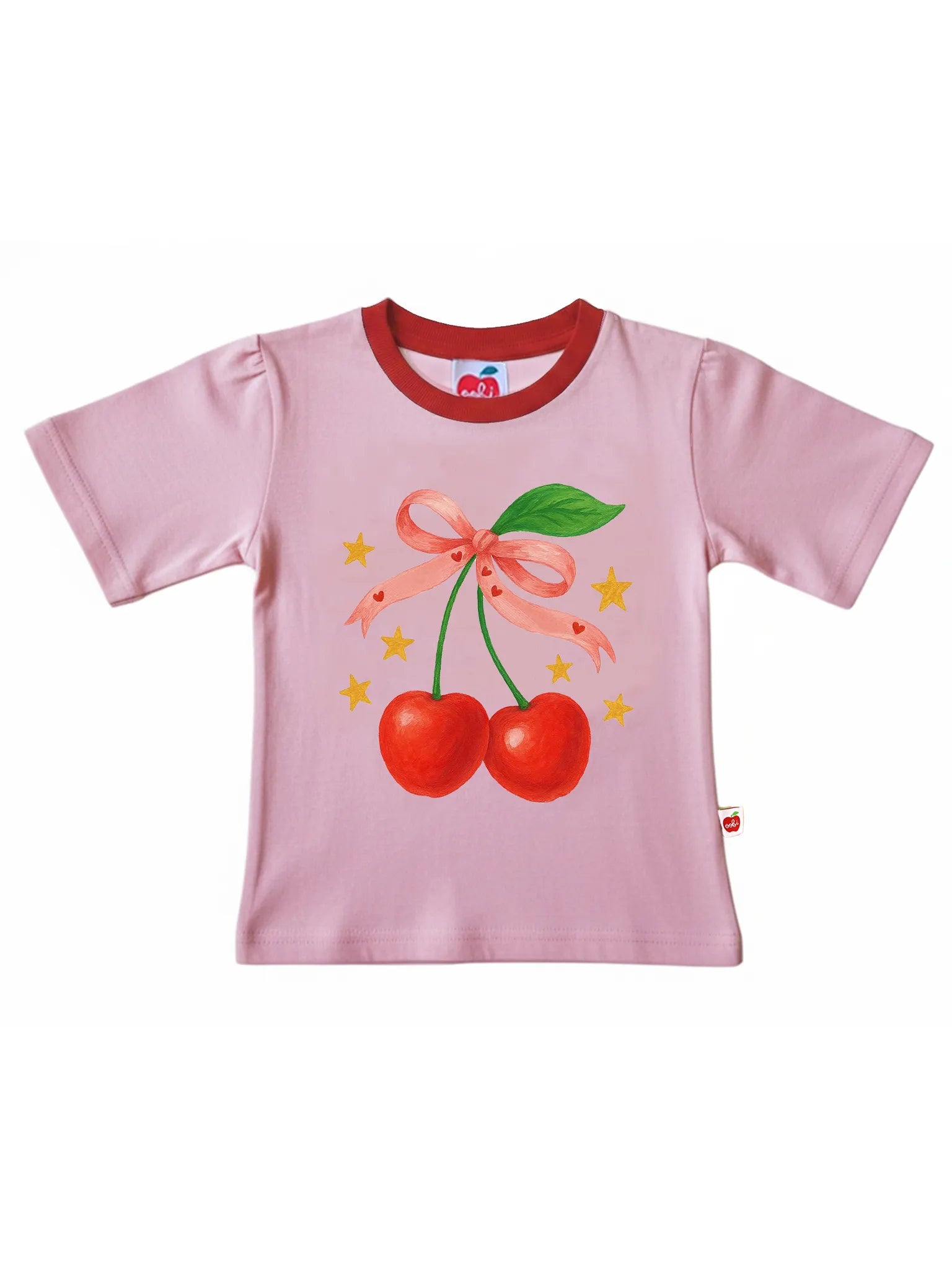 Cherry Tee with Red Binding Pink