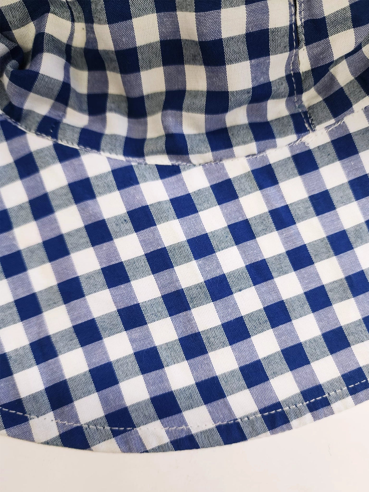 Close-up of a blue and white checkered fabric