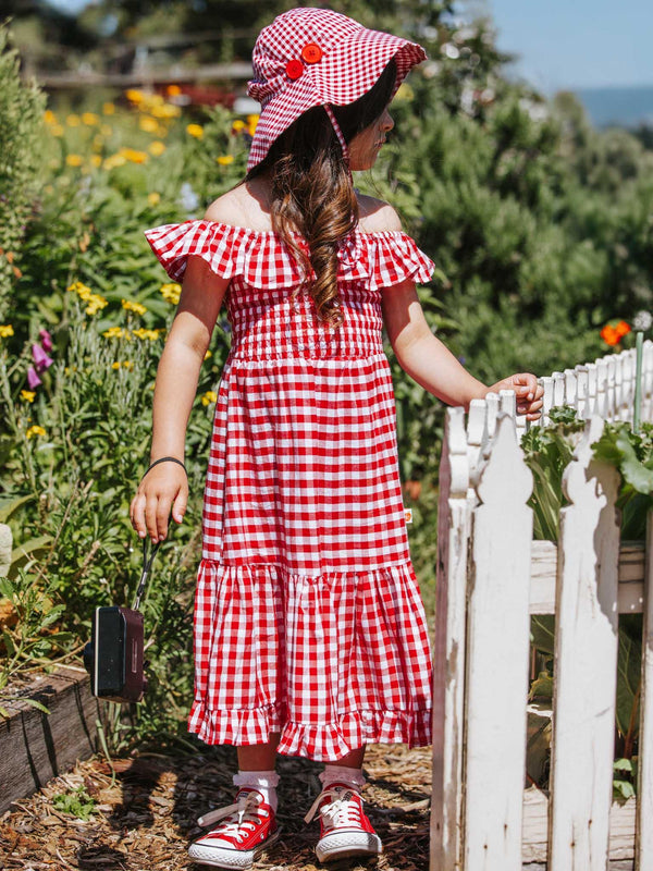 Red Gingham Garden Party Dress