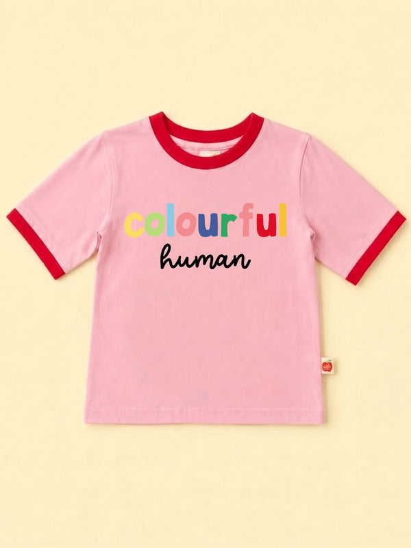 Colourful Human Tee - Pink