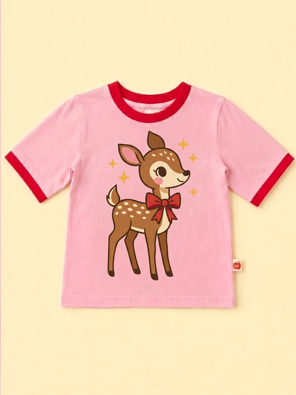Christmas Deer Tee - Pink