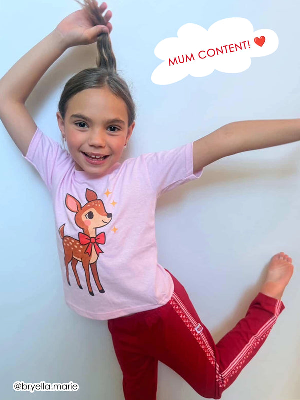 Christmas Deer Tee - Pink