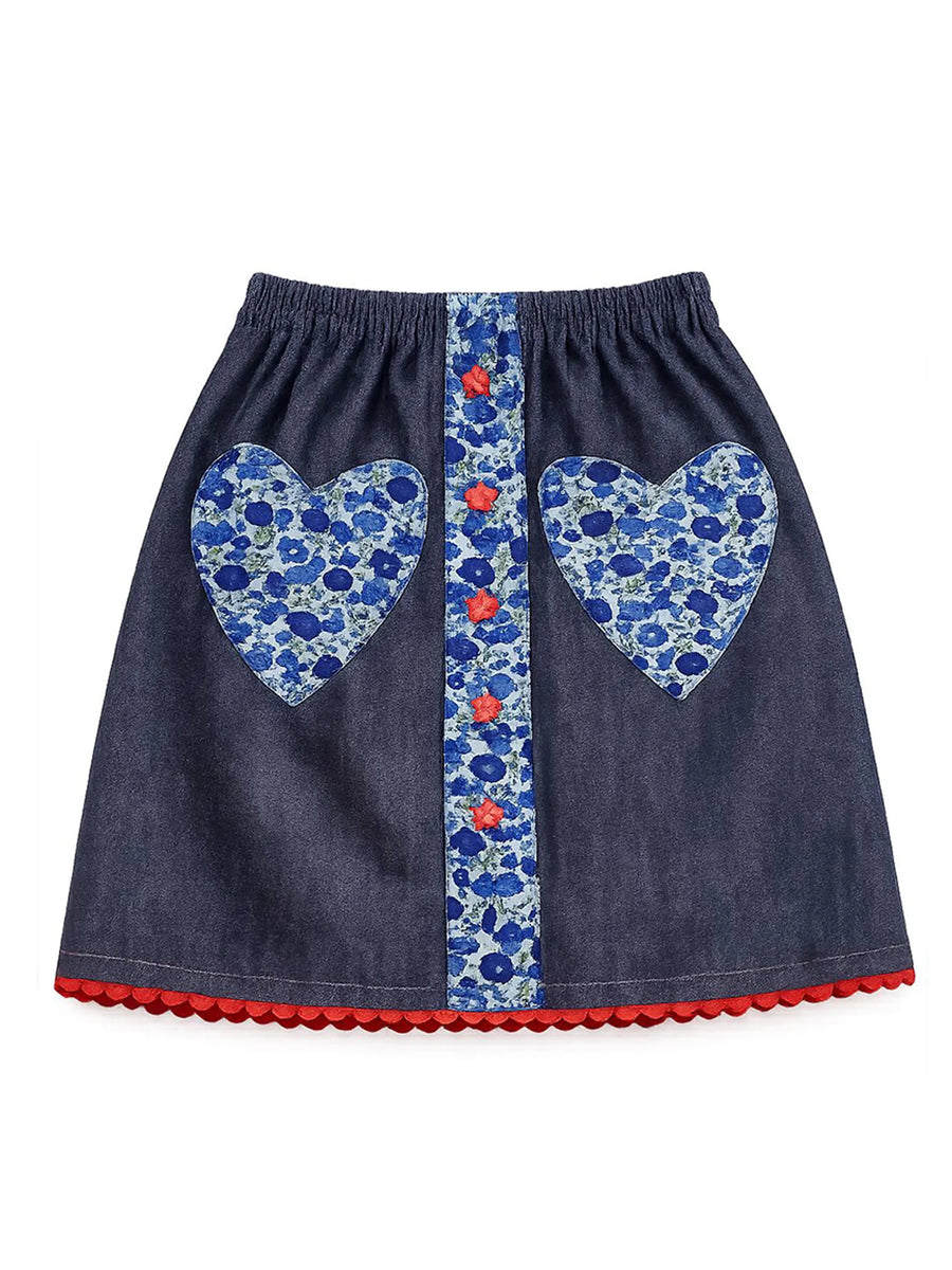 English Flowers Denim Skirt