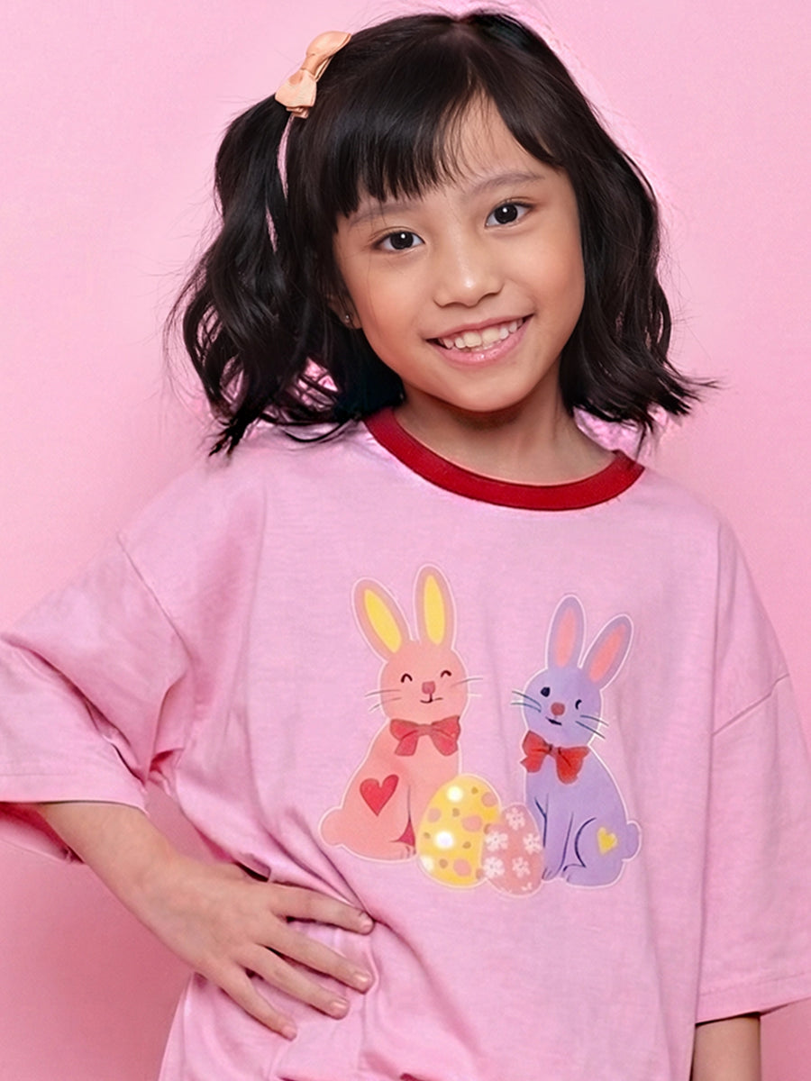 Bunnies Tee with Red Binding - Personalise it!