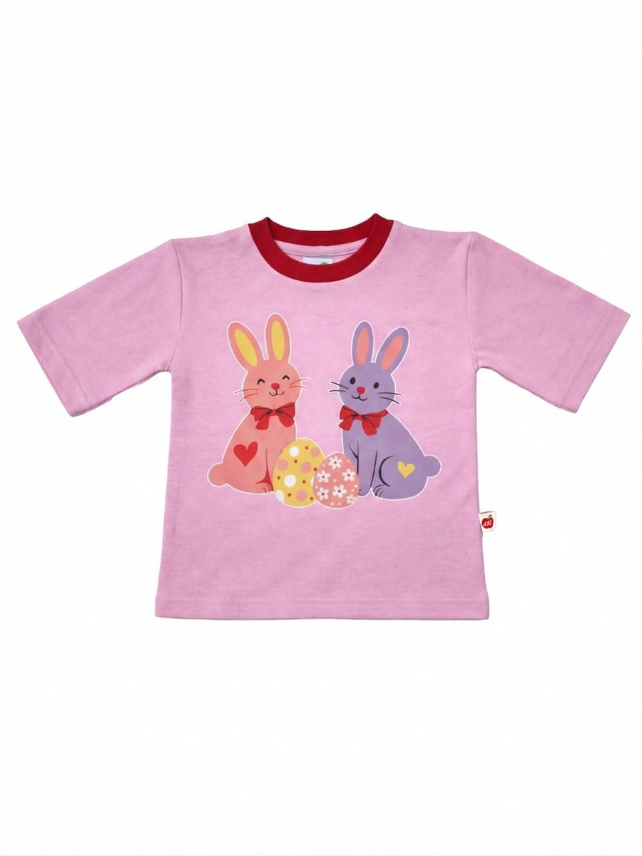 Bunnies Tee with Red Binding - Personalise it!
