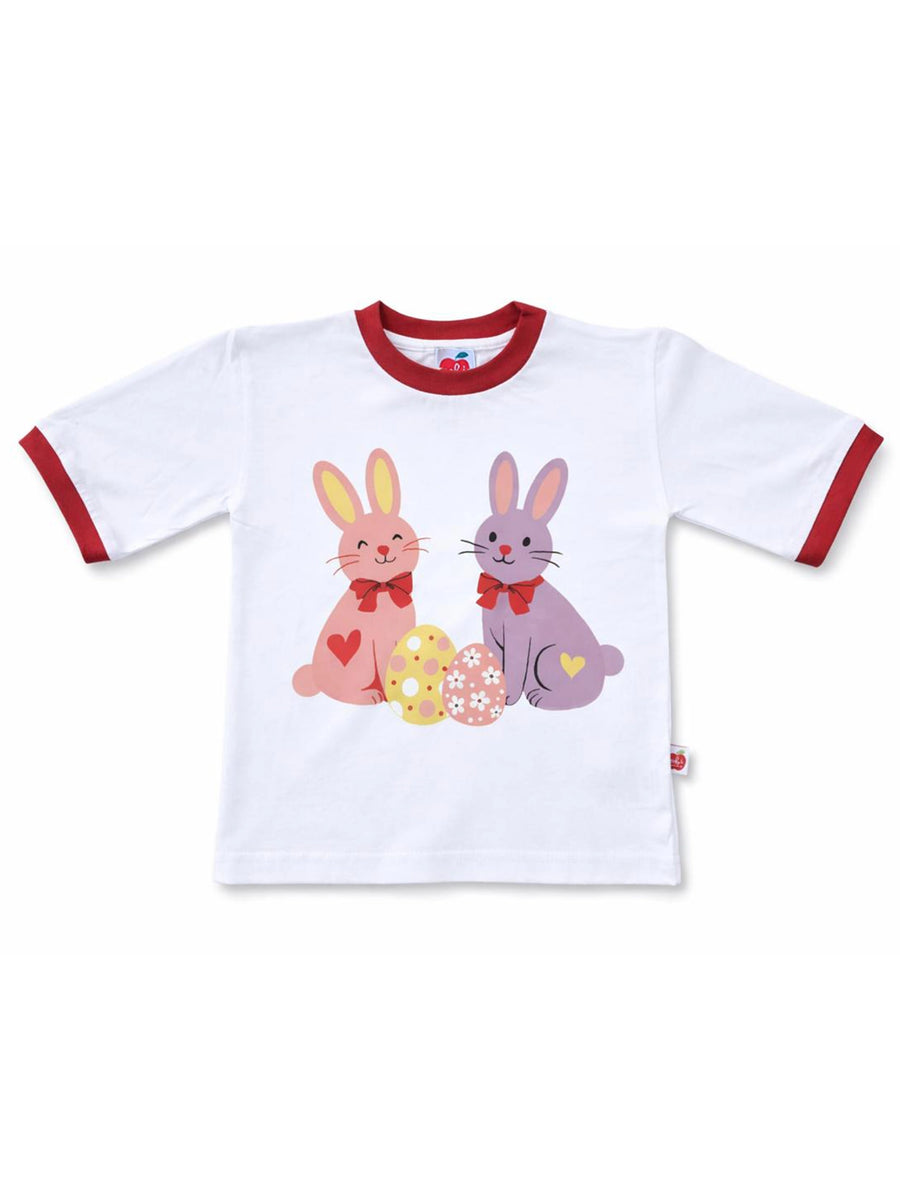 Bunnies Tee with Red Binding - Personalise it!