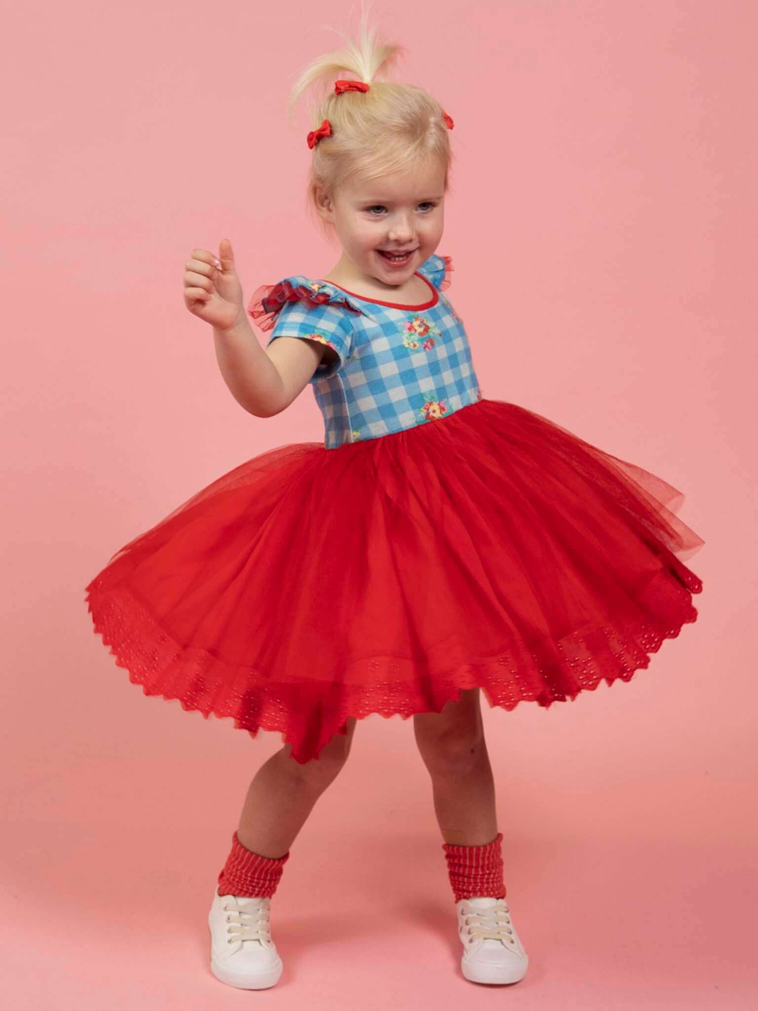 Floral Gingham Tutu Dress
