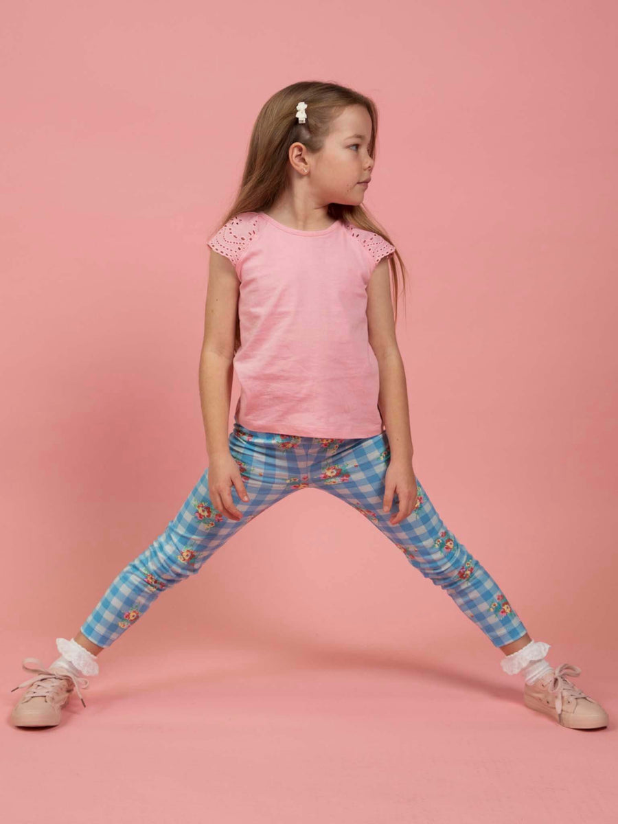 Floral Gingham Jersey Leggings