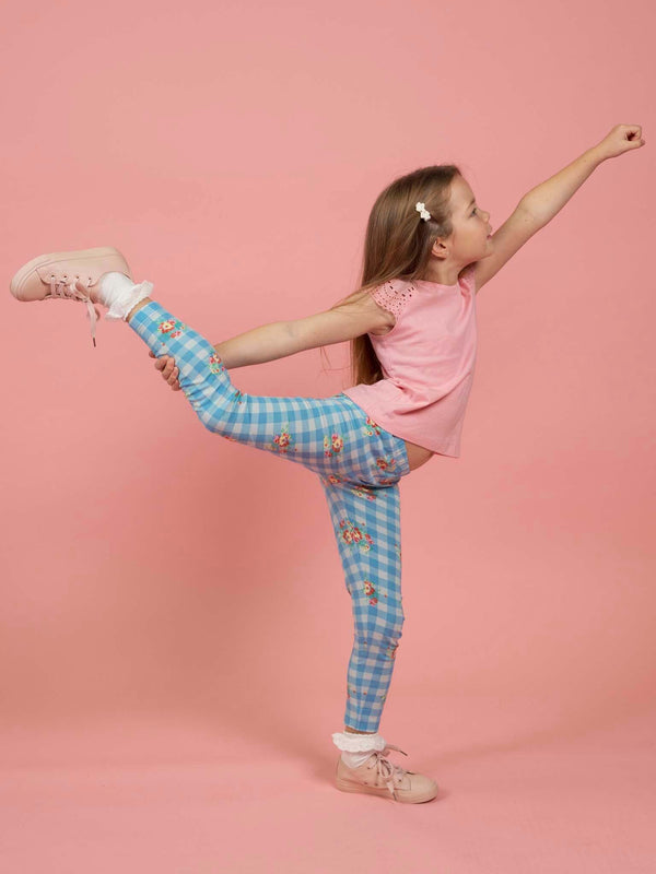 Floral Gingham Jersey Leggings