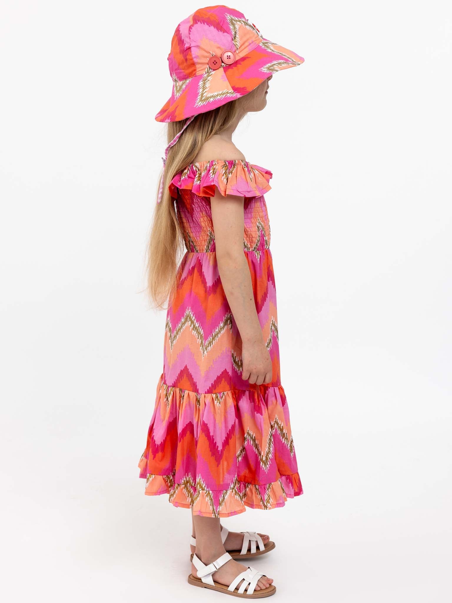 Golden Ikat Garden Party Dress - Oobi