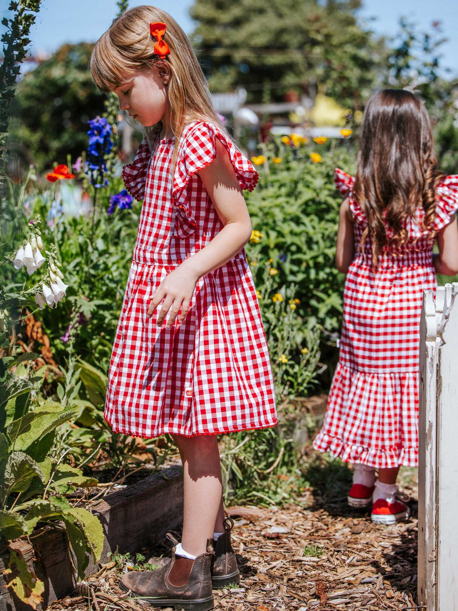 Red Gingham Lacy Dress - Oobi