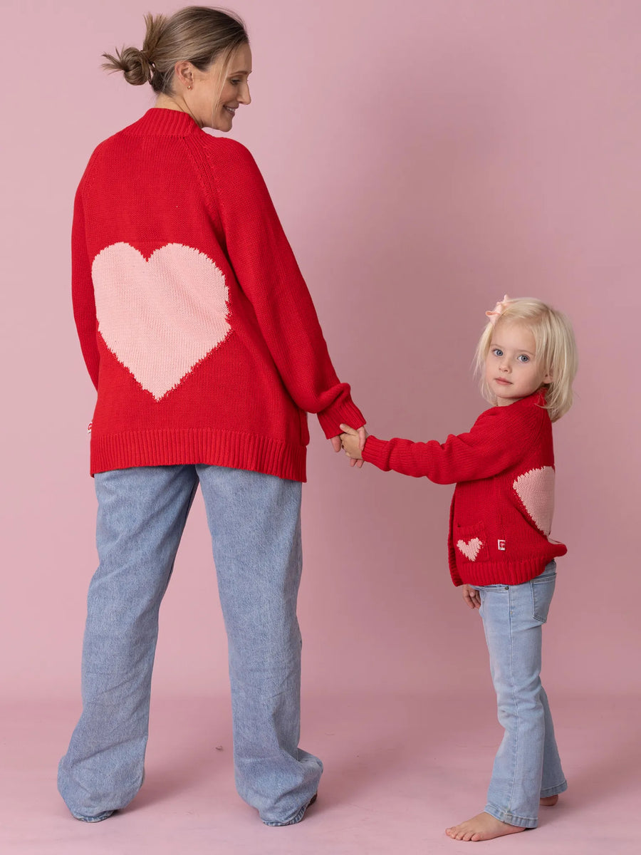 Women's Oversized Heart Chunky Knit Cardigan