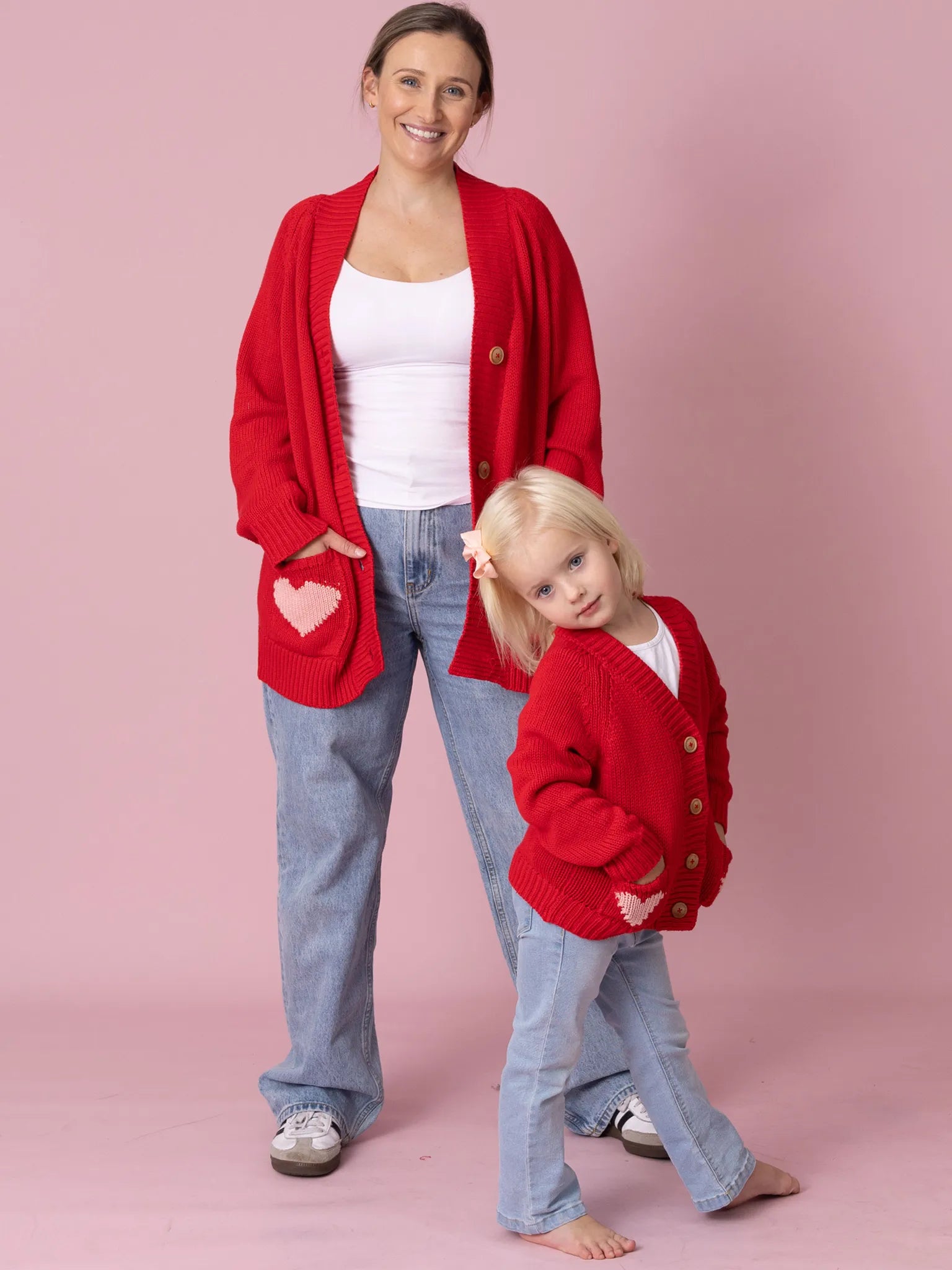 Women's Oversized Heart Chunky Knit Cardigan