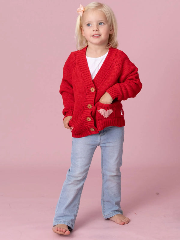 Red Heart Oversized Chunky Knit Cardigan