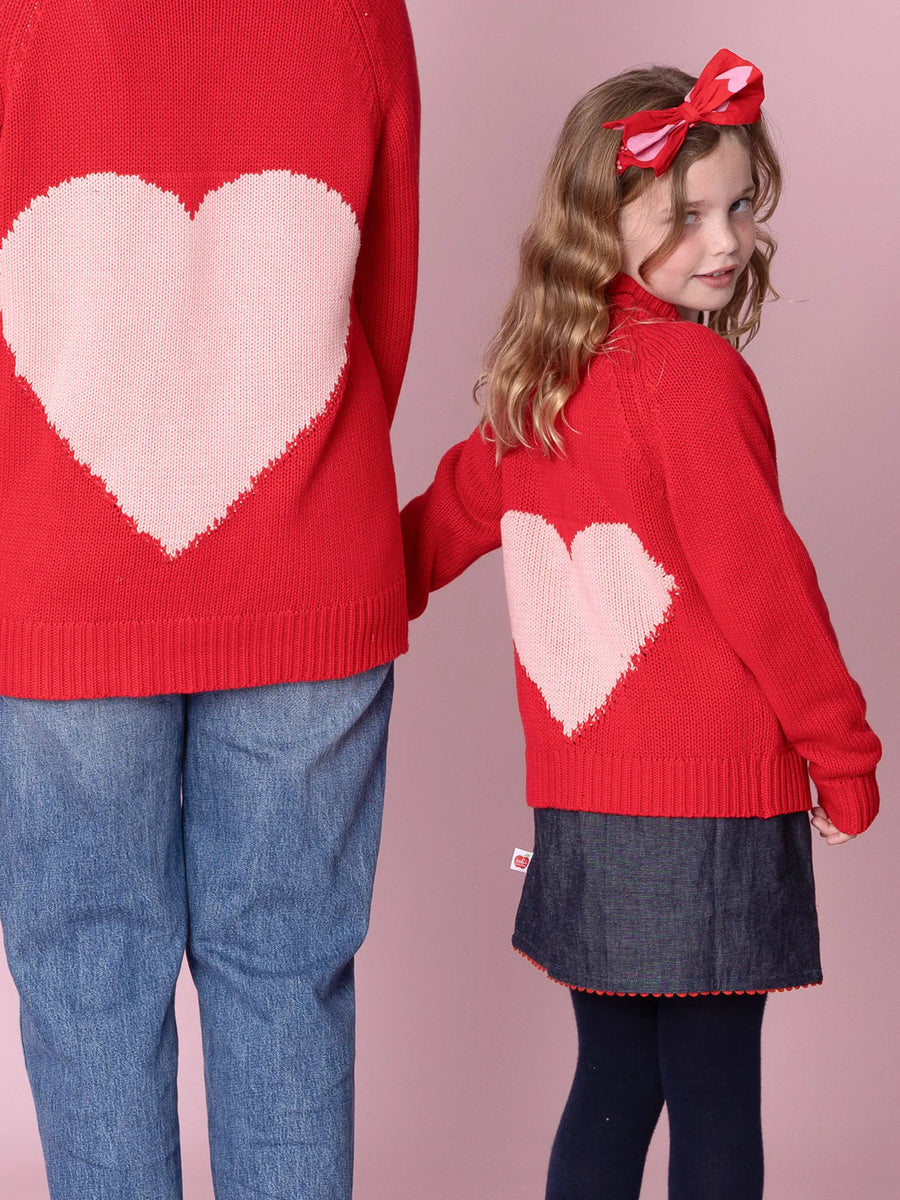 Women's Oversized Heart Chunky Knit Cardigan