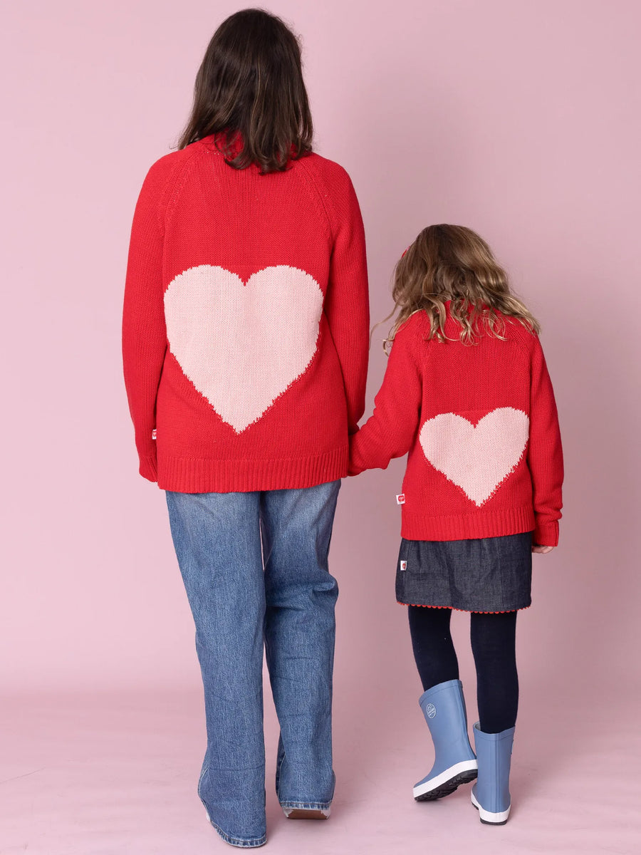 Women's Oversized Heart Chunky Knit Cardigan