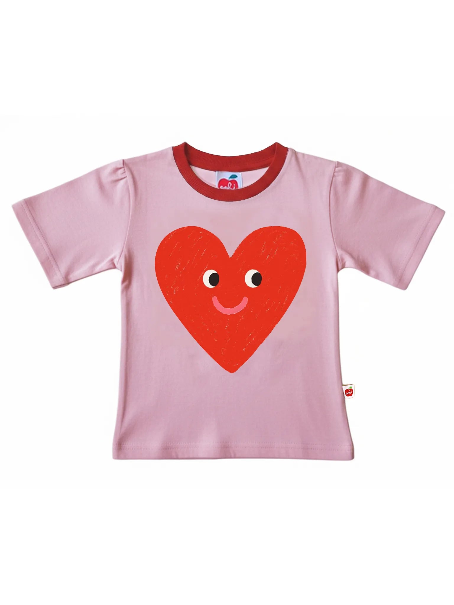Happy Heart Tee with Red Binding Pink