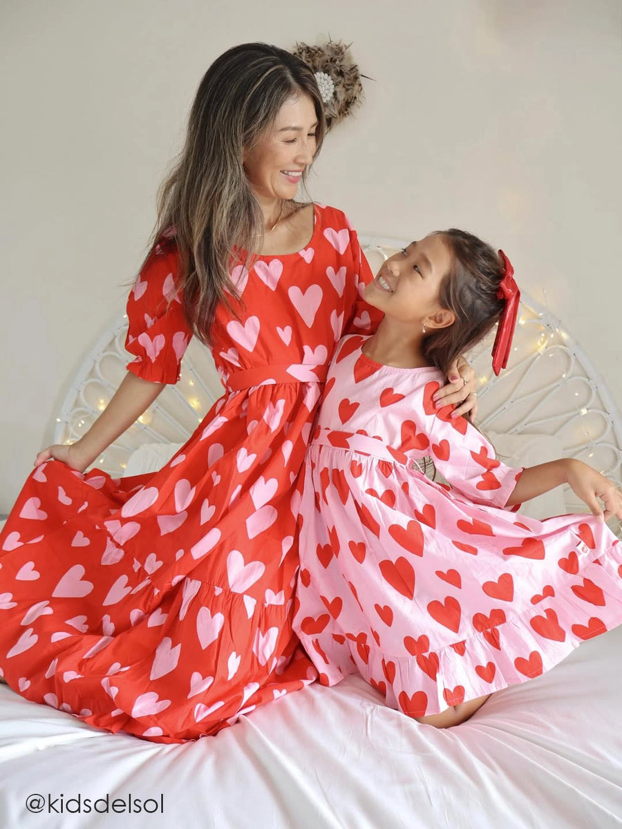 Women's Red Heart Maxi Dress