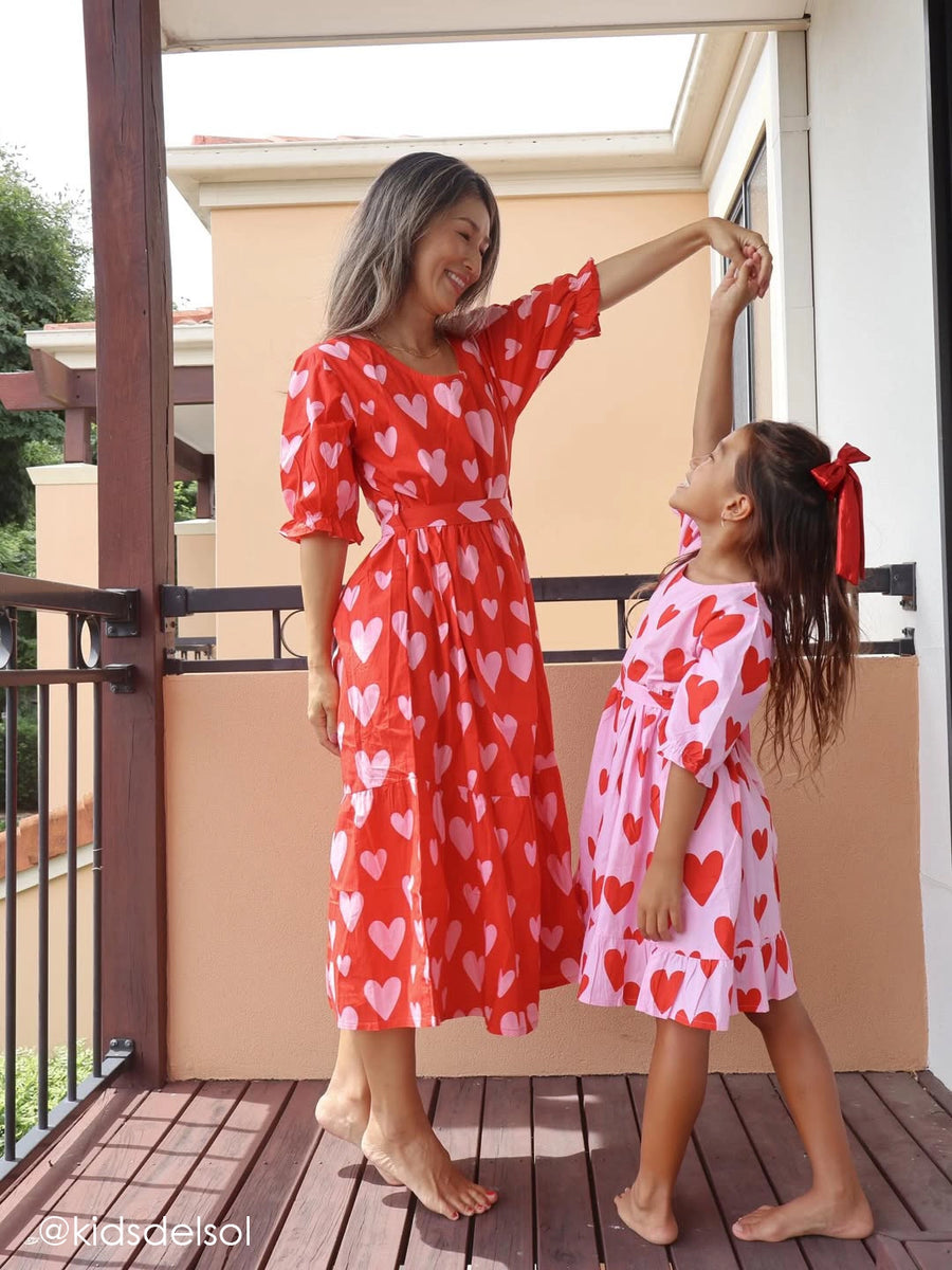 Women's Red Heart Maxi Dress