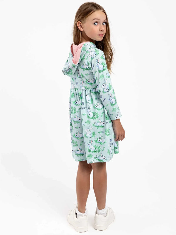 Blue Bun Bun Jersey Hoodie Dress