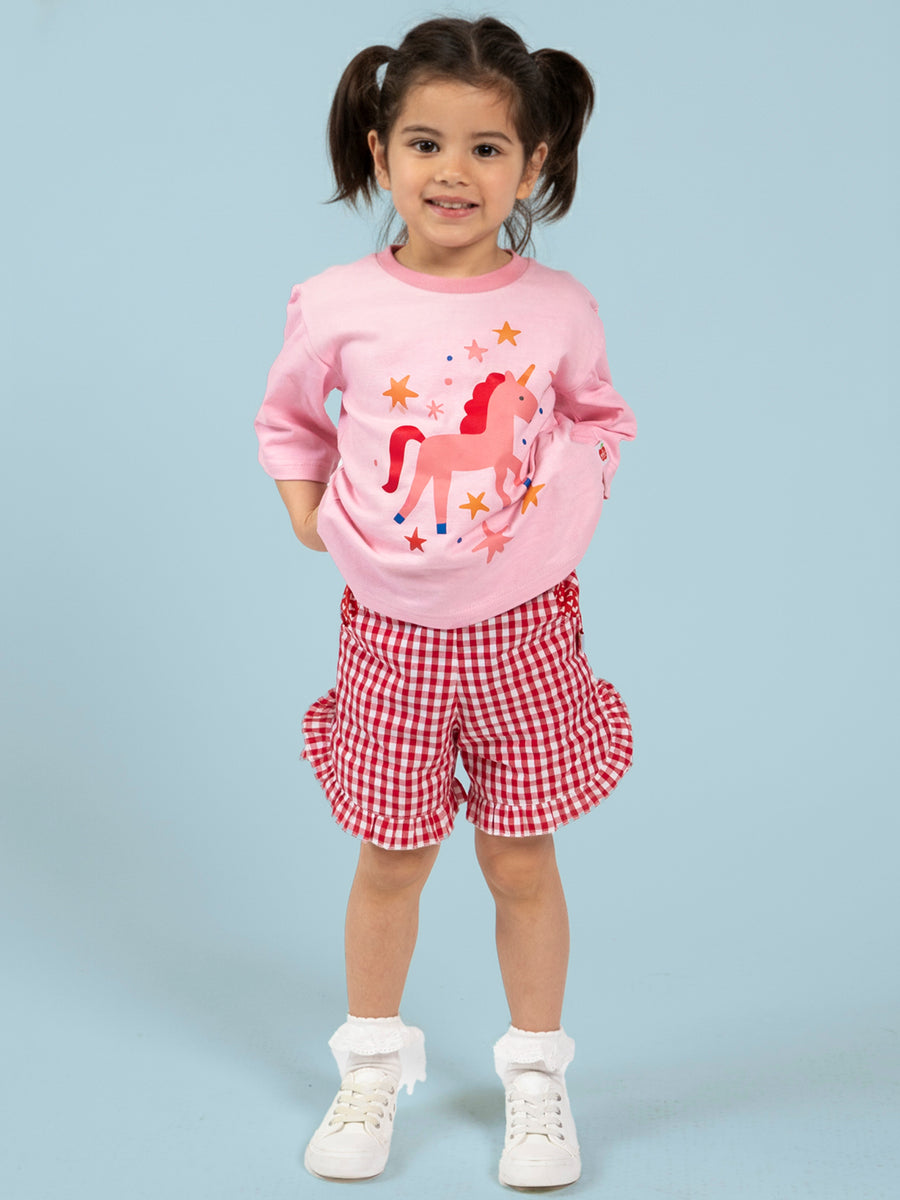 Red Gingham Ruffle Shorts