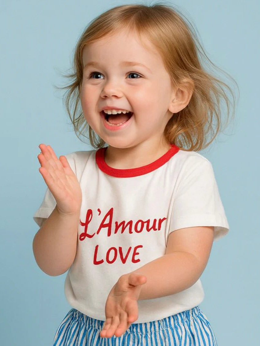 L'Amour (Love) Tee with Red Binding