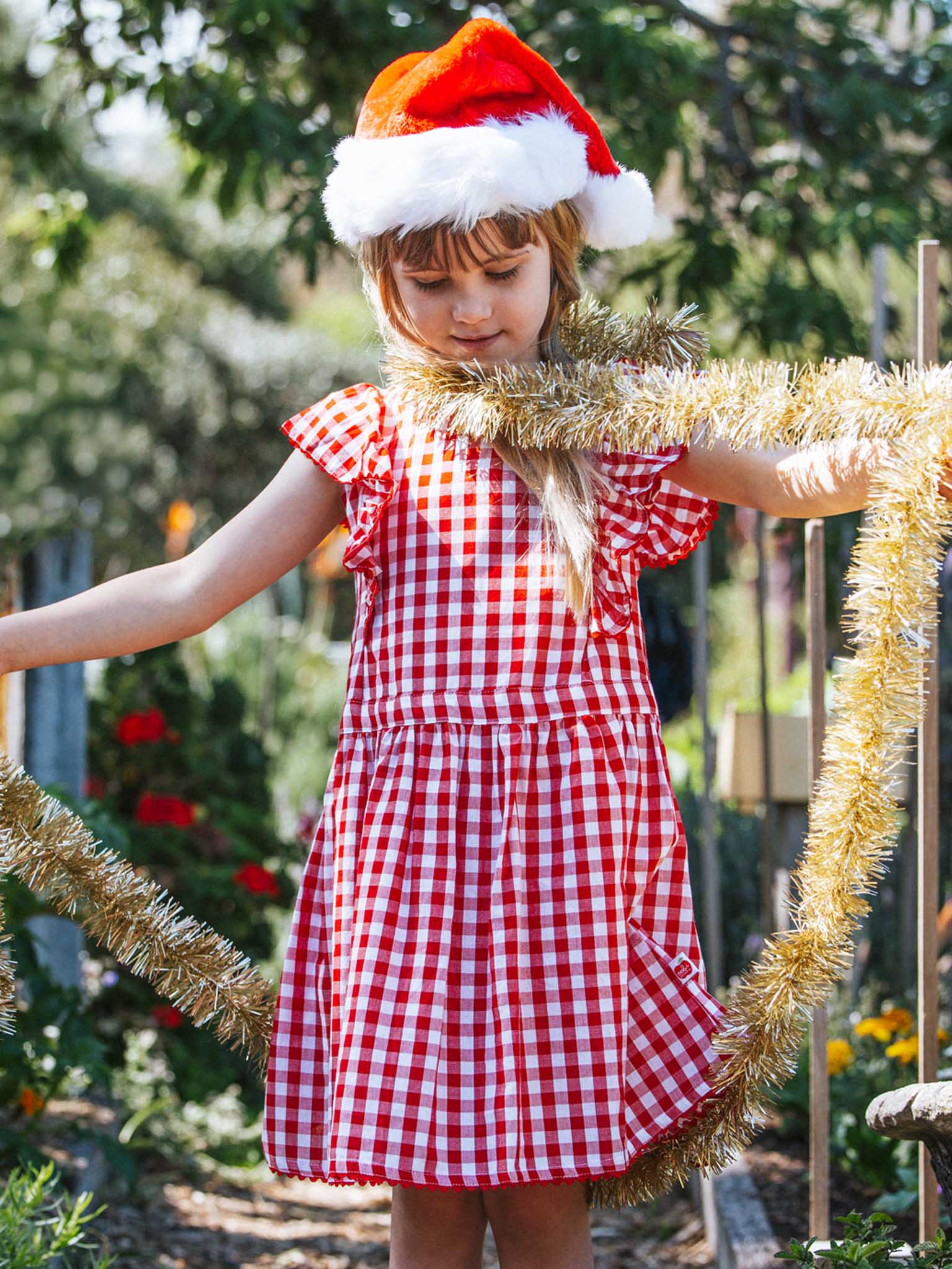 Red Gingham Lacy Dress - Oobi