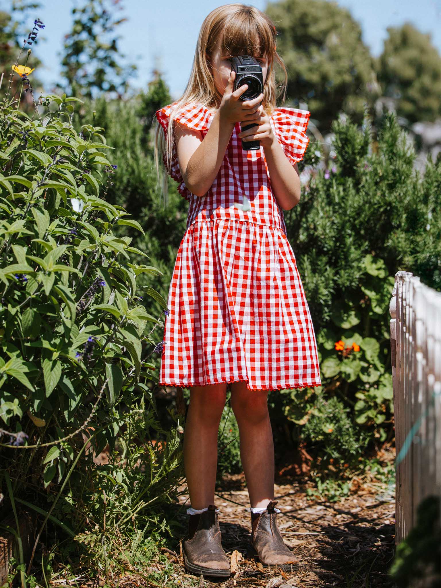 Red Gingham Lacy Dress - Oobi