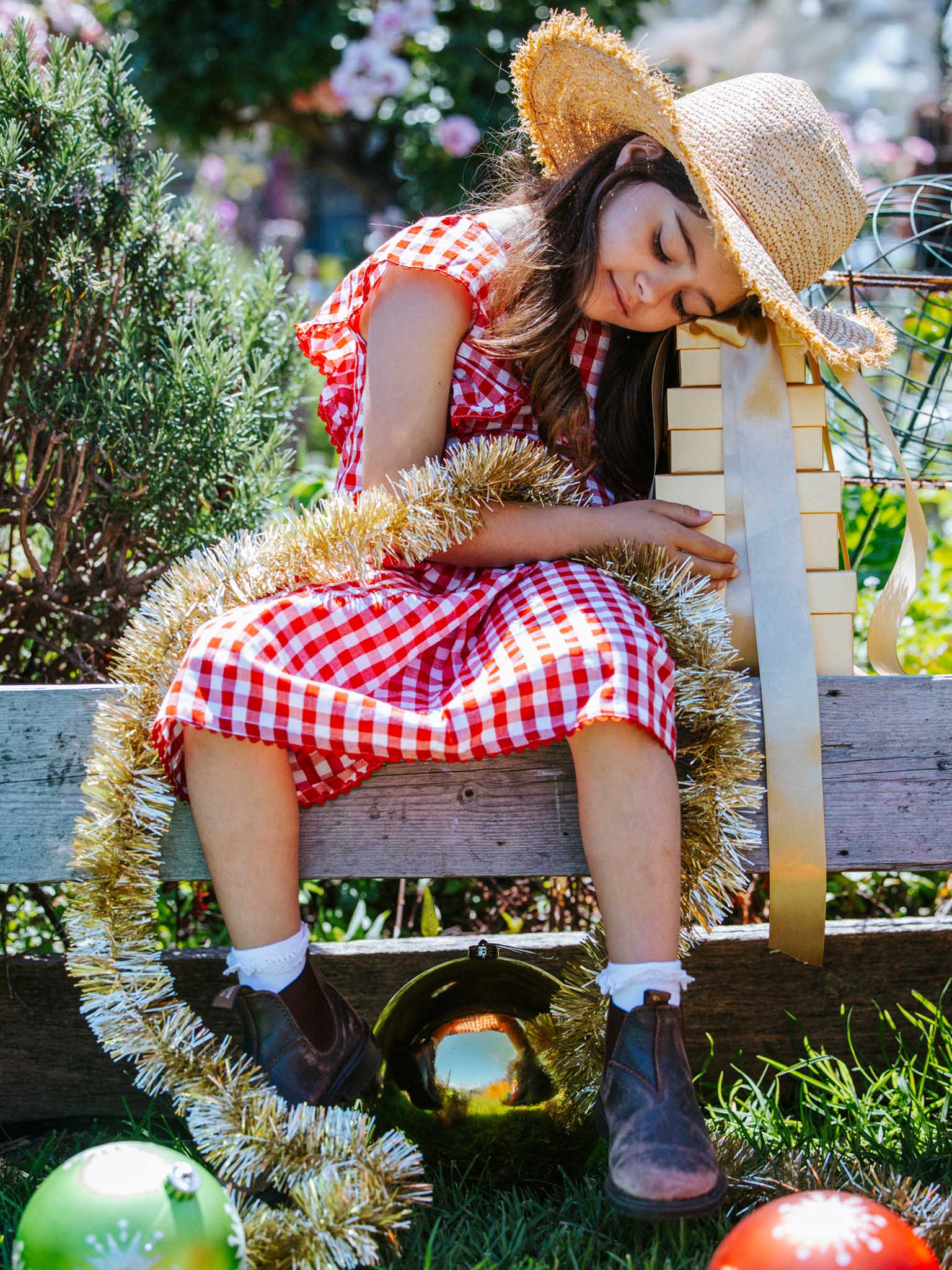 Red Gingham Lacy Dress - Oobi