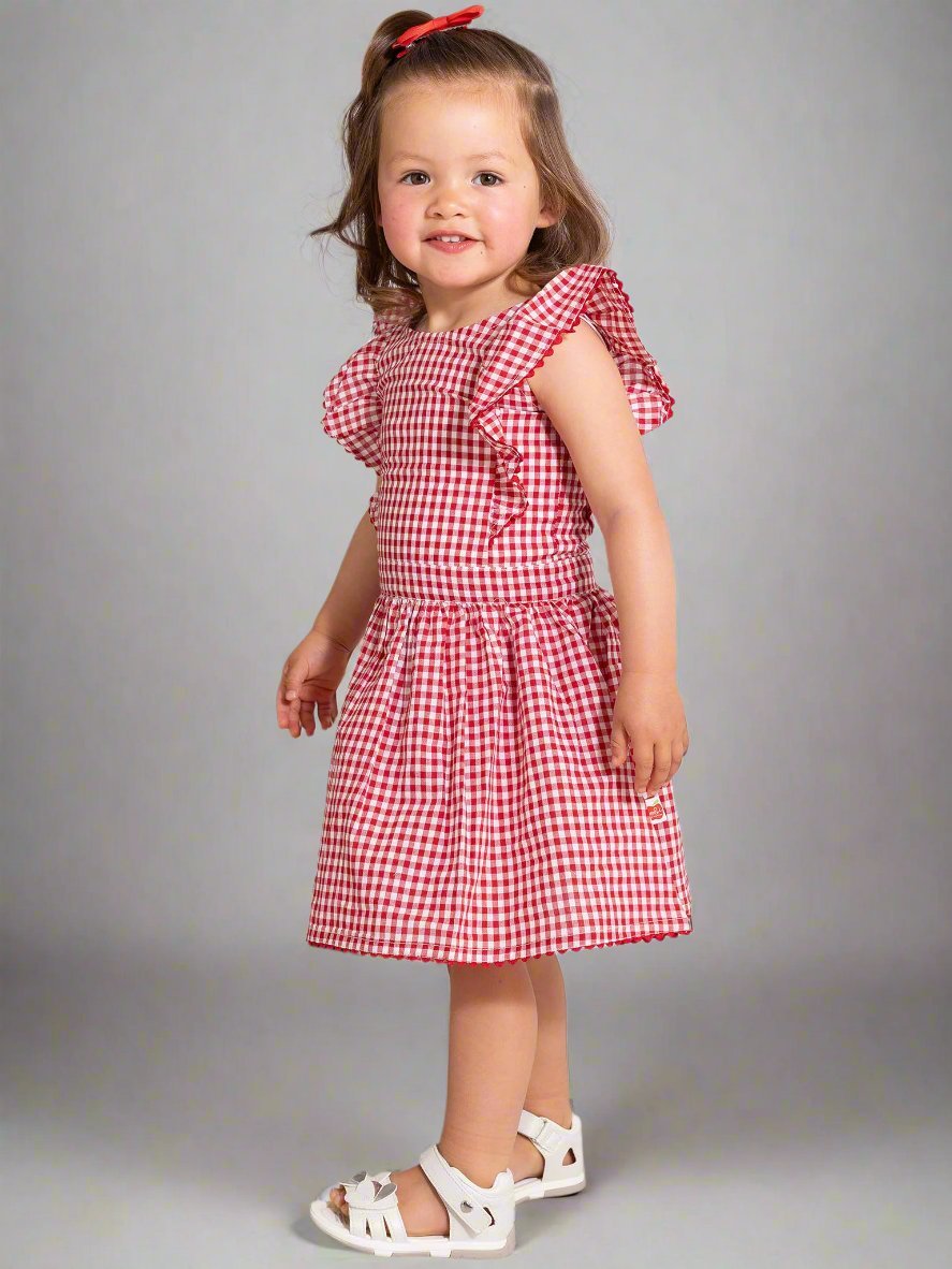Red Gingham & Lace Dress + Bloomers - Oobi