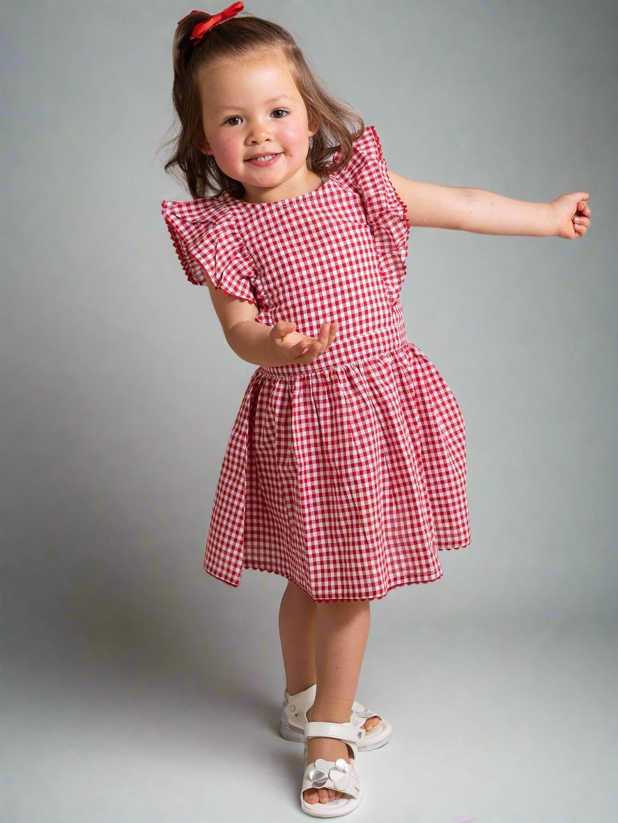 Red Gingham & Lace Dress + Bloomers - Oobi