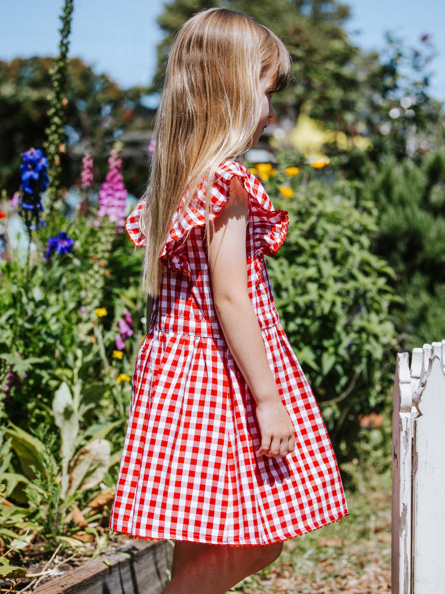 Red Gingham Lacy Dress - Oobi