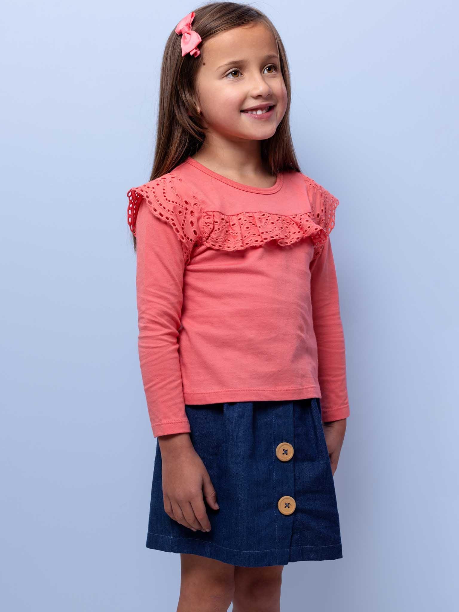 Lace Front Tee Warm Pink - Imperfect - Oobi