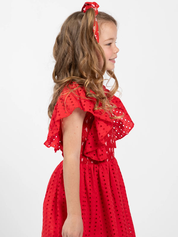 Red Cotton Lace Party Dress