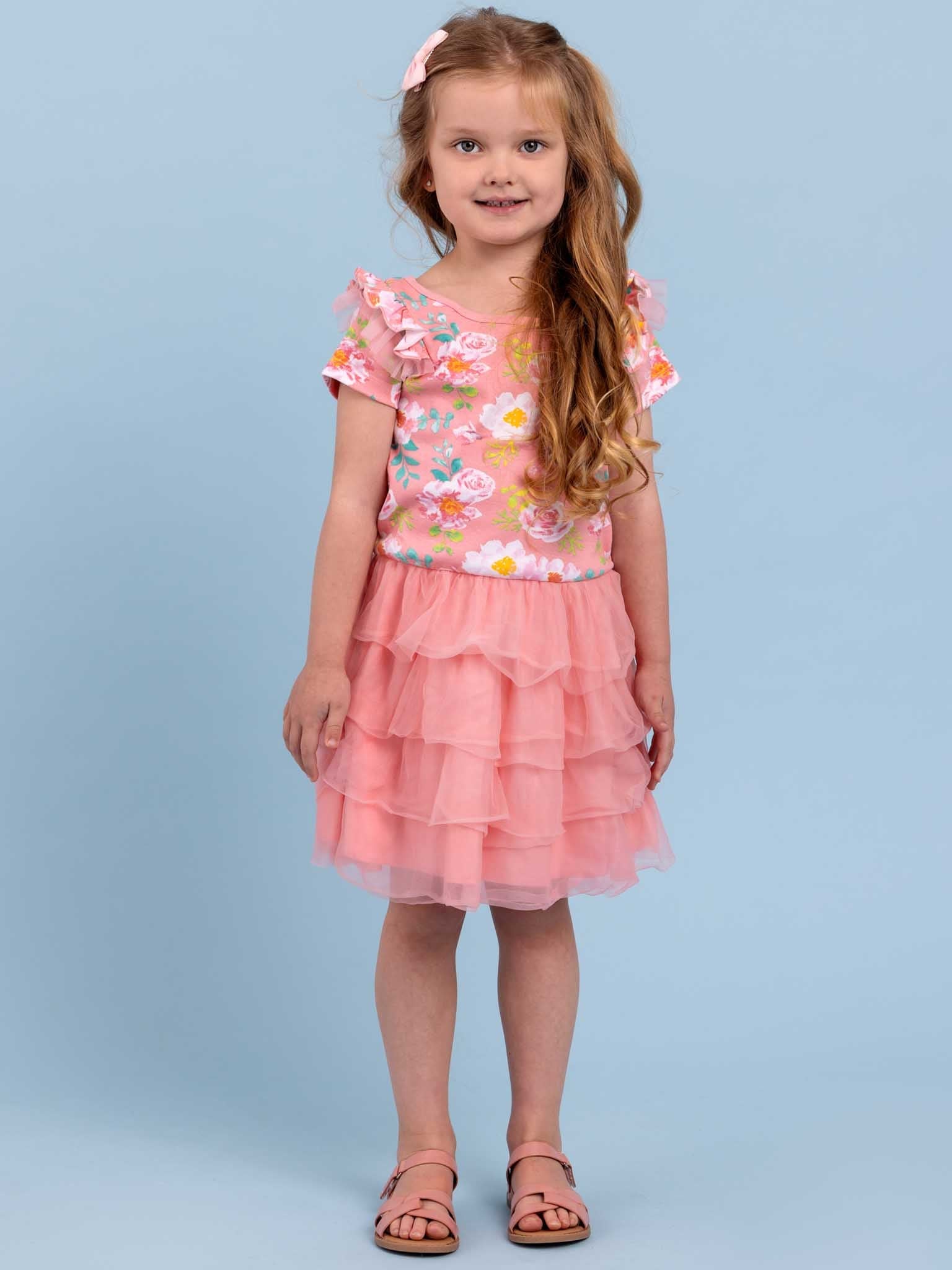 Lola Pink Watercolour Dress - Oobi