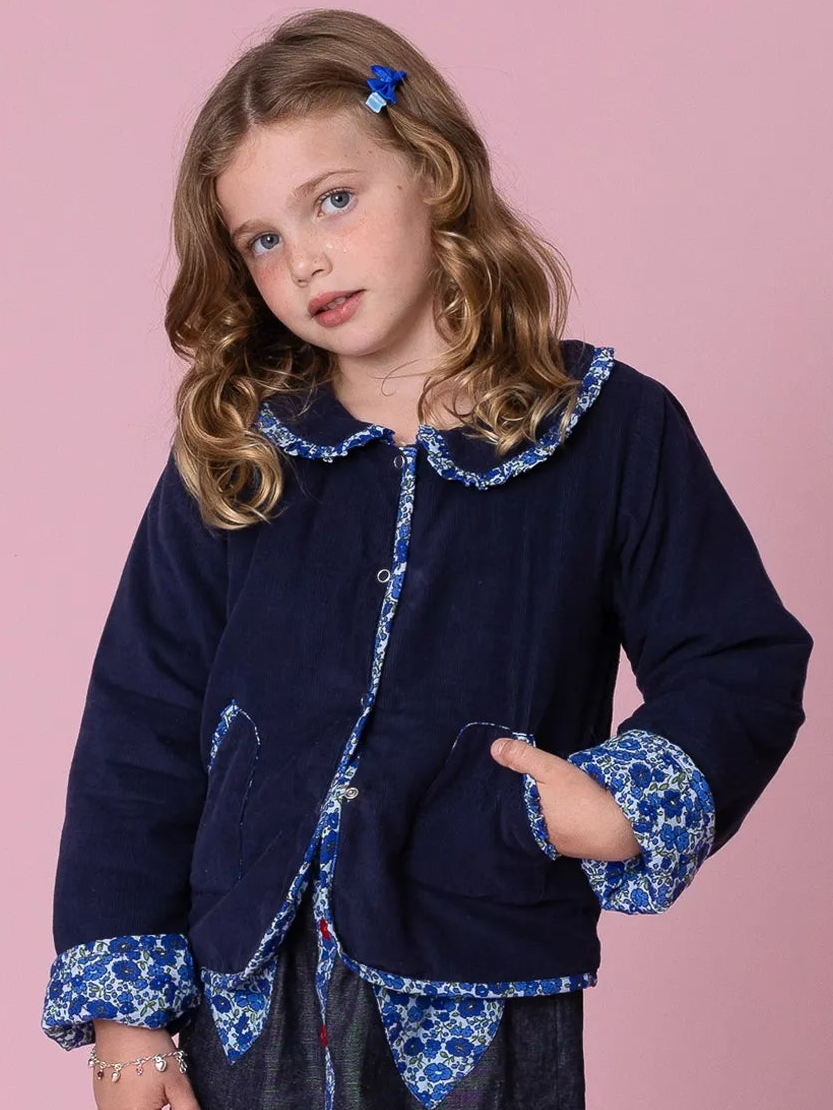 English Flowers Corduroy Quilted Jacket